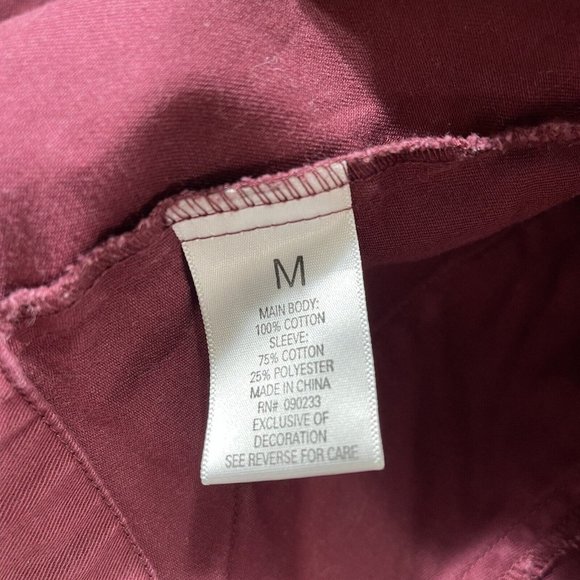 LA Hearts Womens M High Neck Embroidered Utility Jacket Boho Southwest Burgundy - Picture 9 of 12